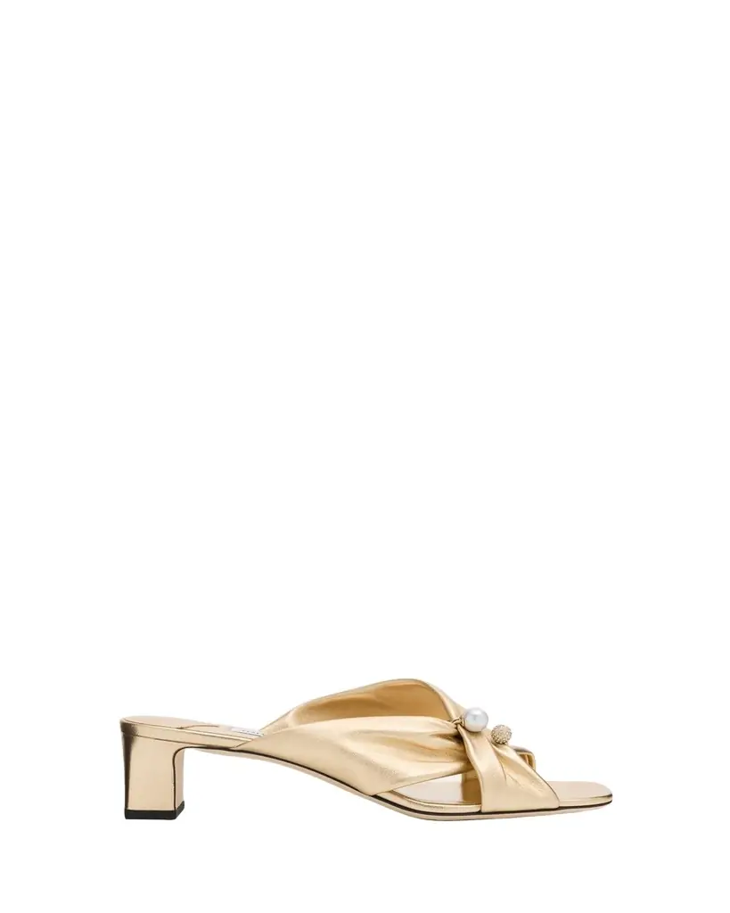 Jimmy Choo 45mm Rafi Metallic Leather Mules