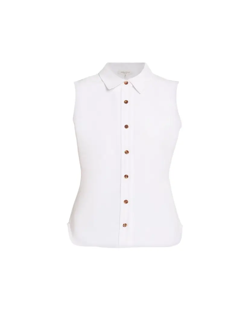 Lafayette 148 New York Sleeveless Cotton Pique Shirt