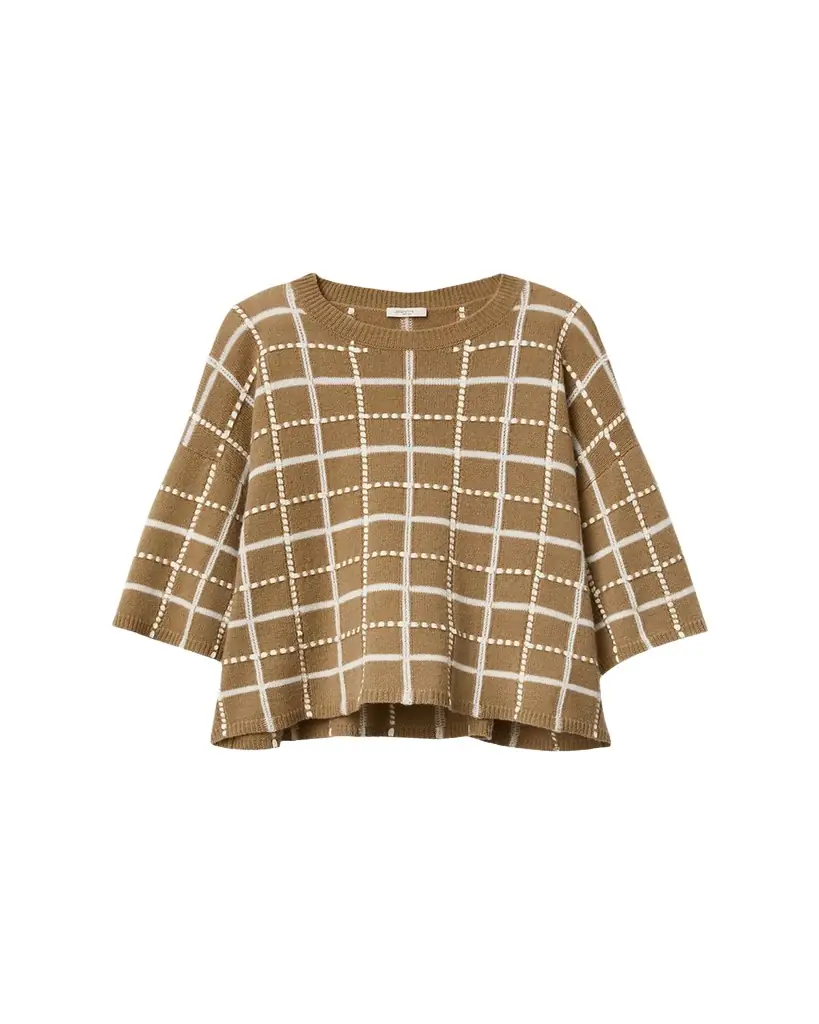 Lafayette 148 New York Oversized Cashmere-Linen Grid Sweater