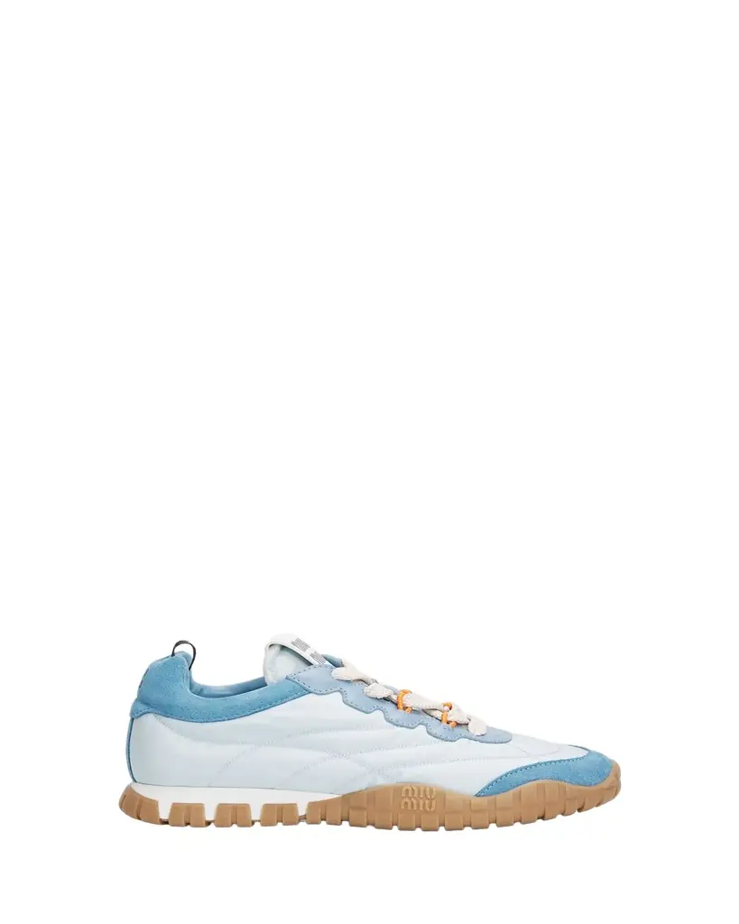 Miu Miu Technical Fabric and Suede Low-Top Sneakers