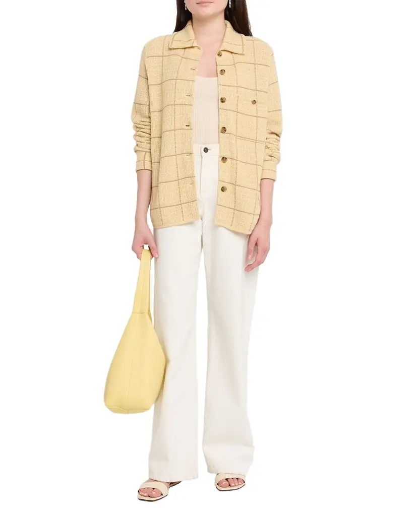 Guest in Residence Dylan Plaid Cashmere-Linen Shirt