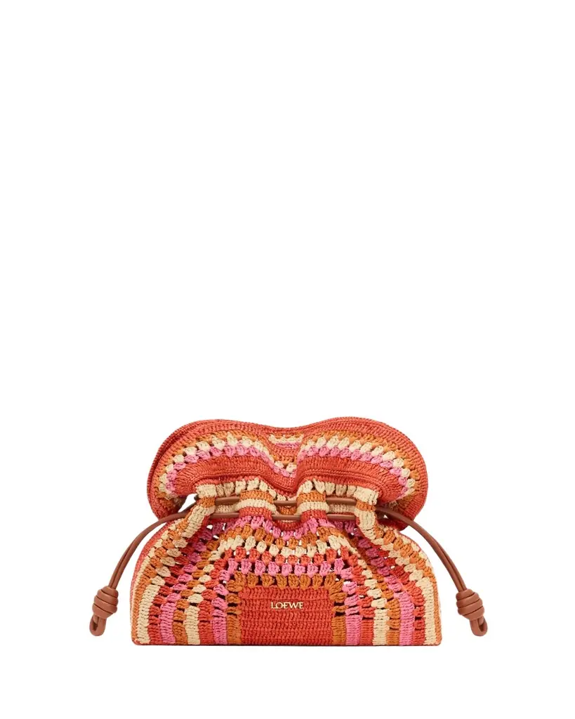 Loewe x Paula's Ibiza Flamenco Striped Crochet Raffia Clutch Bag