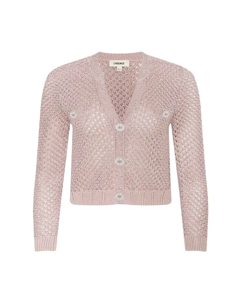 L'Agence Blanca Sequined Knit Cardigan