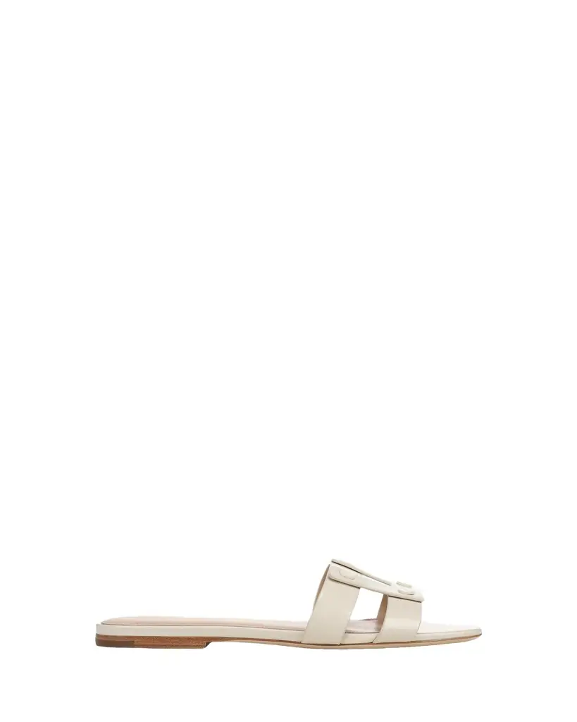 Veronica Beard Via Patent Leather Flat Slide Sandals