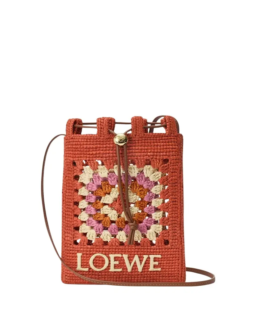 Loewe x Paula's Ibiza Crochet Raffia Pocket Crossbody Bag