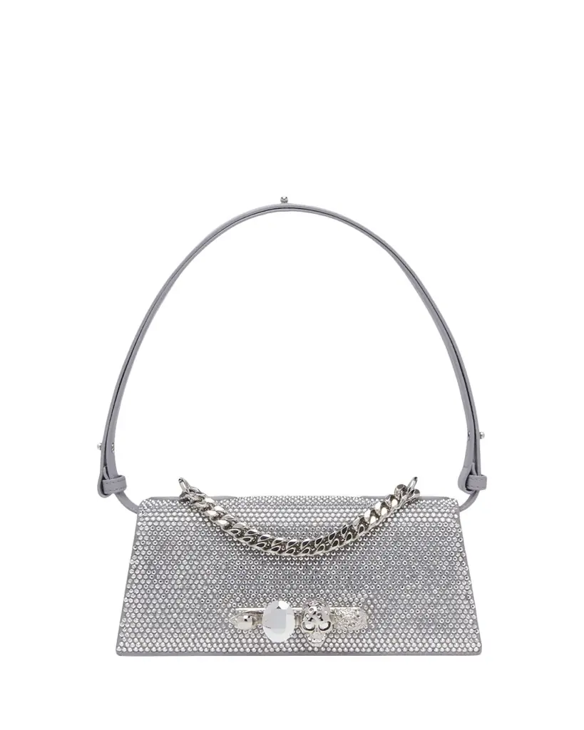 McQueen Jewelled Rhinestone Leather Shoulder Bag