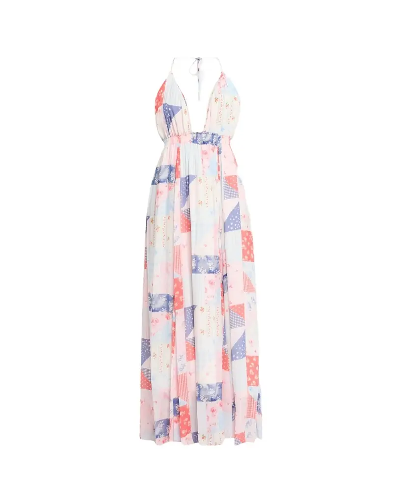 LoveShackFancy Fancy Patchwork Chiffon Maxi Dress