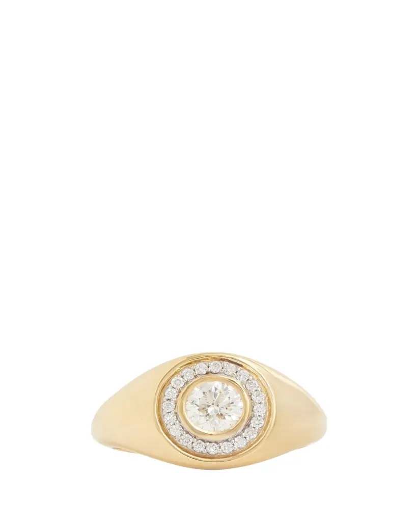 Jamie Wolf 18K Yellow and White Gold Bezel Set Round Diamond Ring