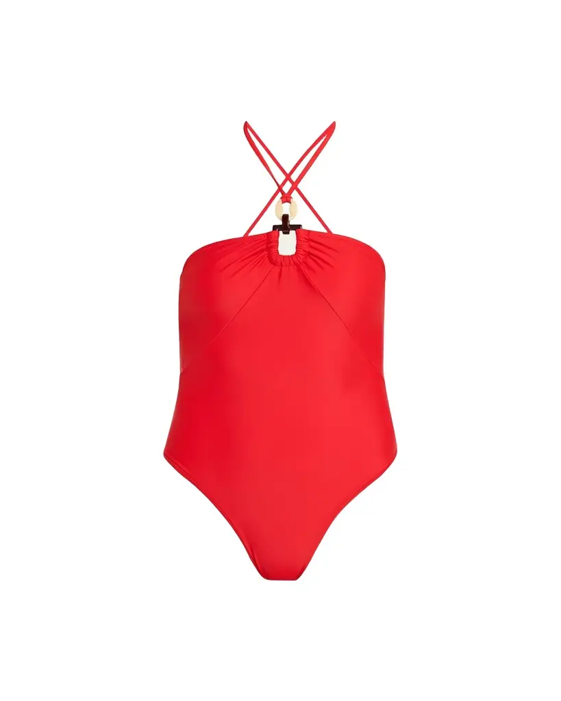 Ramy Brook Marjorie Ring Halter One-Piece Swimsuit