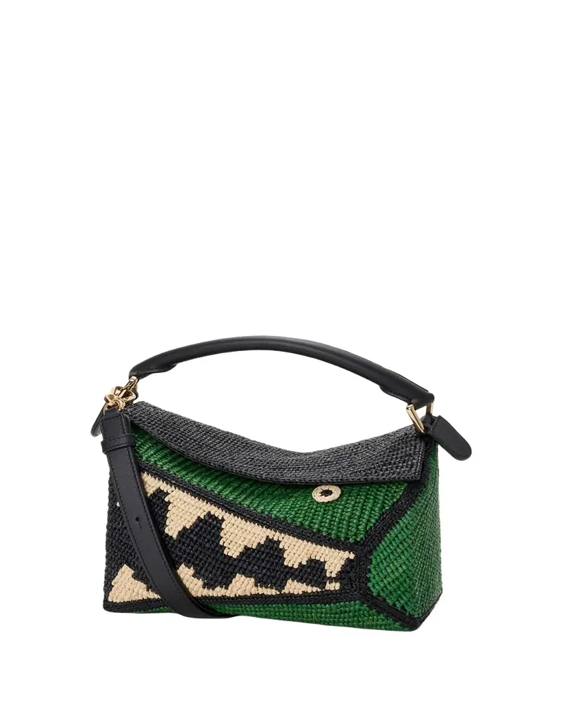 Loewe x Paula's Ibiza Puzzle Croc Raffia Top-Handle Bag