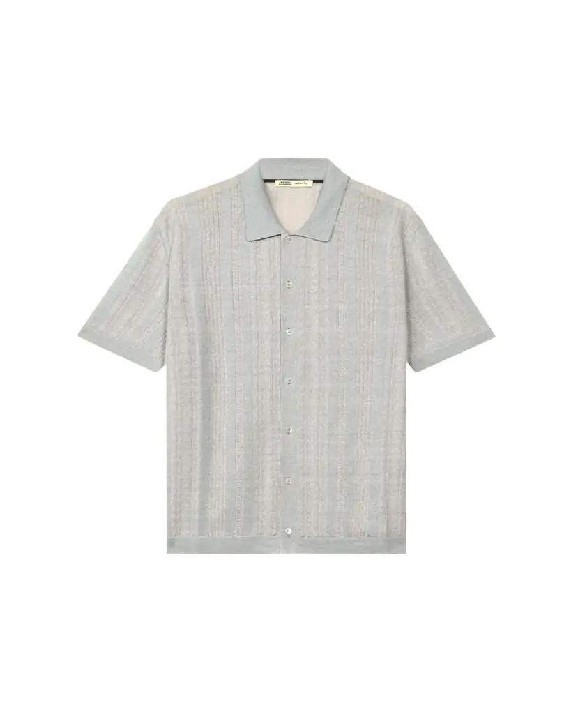 Baldassari Men's Linen and Cotton Stripe Knit Short-Sleeve Shirt