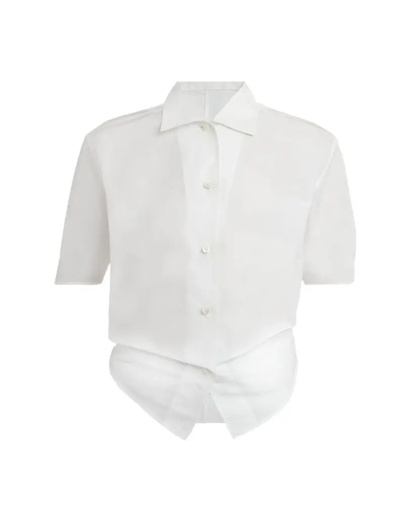 Jil Sander Short-Sleeve Gathered Button-Down Shirt