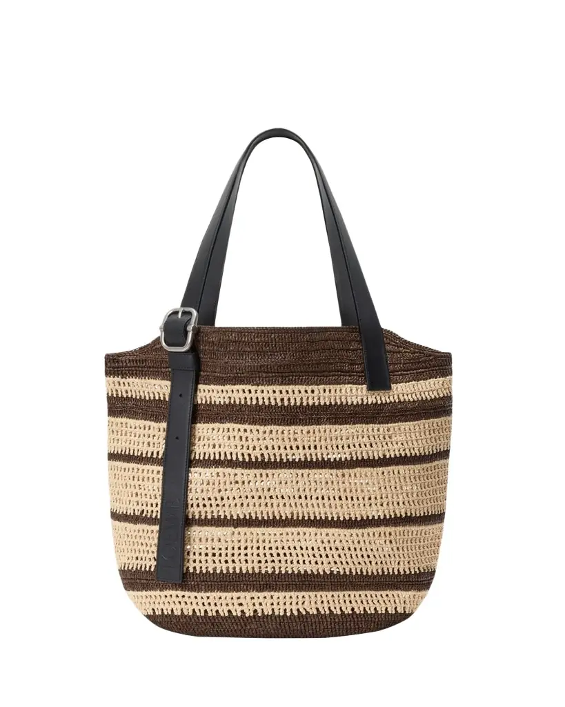 Loewe x Paula's Ibiza Loop Striped Raffia Basket Tote Bag