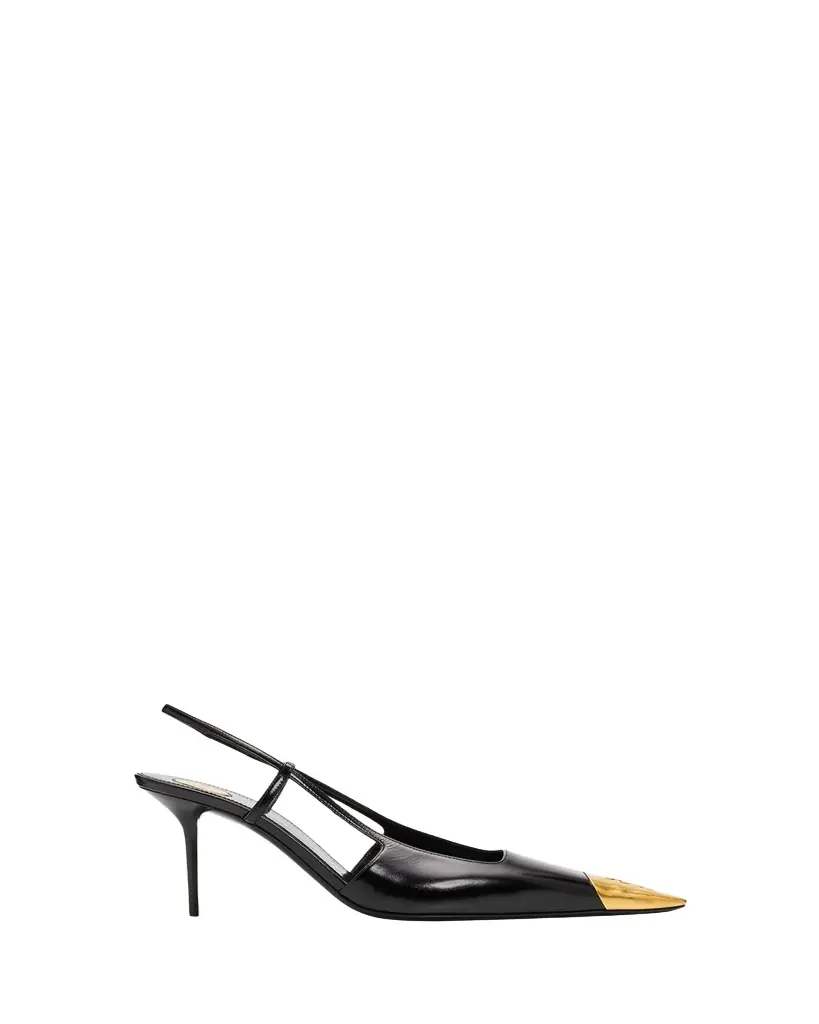 Saint Laurent 75mm Jeanne Leather Slingback Pumps