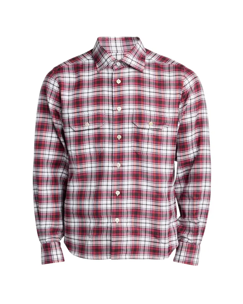 Kiton Men's Cotton and Cashmere Plaid Double-Pocket Button-Down Shirt