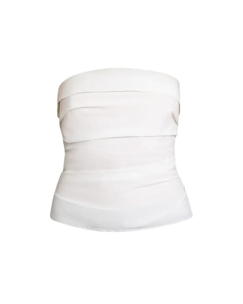 Proenza Schouler White Label Maisy Strapless Ruched Top in Poplin