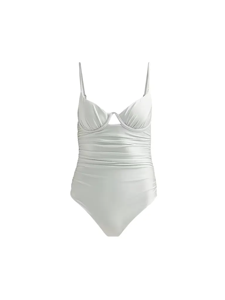 SIMKHAI Women's Laine Ruched One-Piece Swimsuit - Mint - Women's Clothing