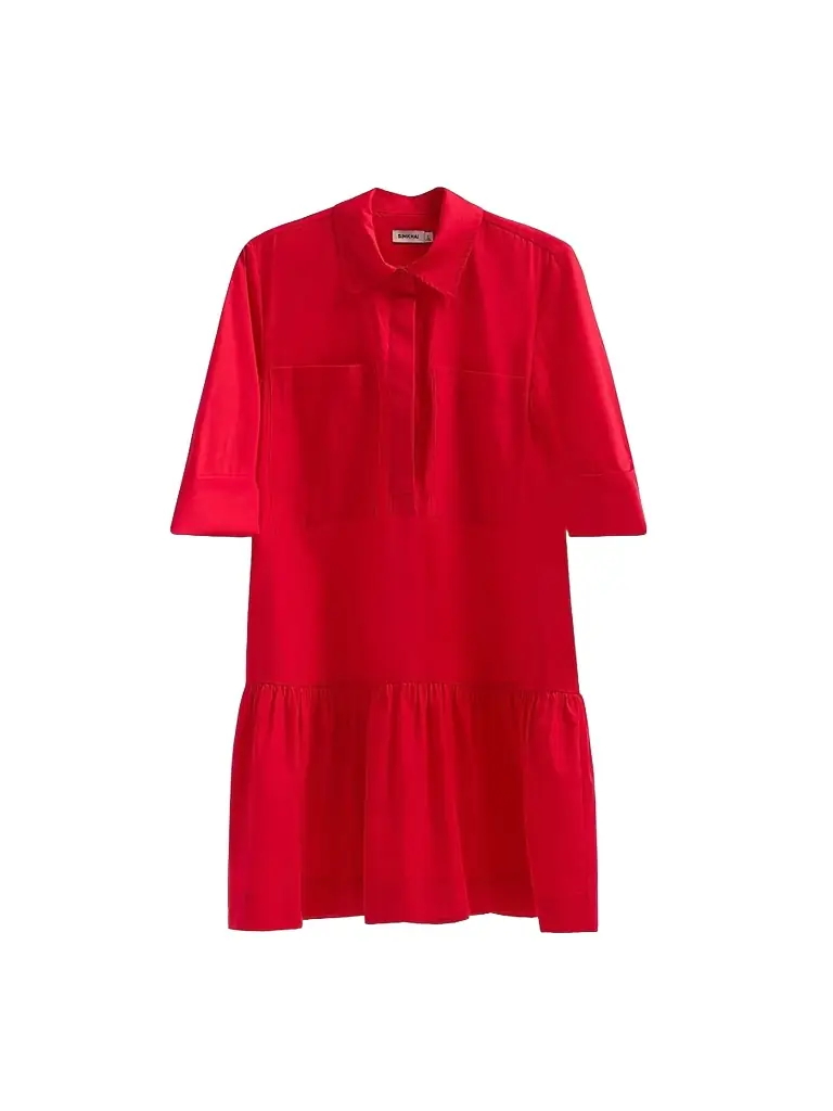 SIMKHAI Women's Criss Cotton-Blend Mini-Shirtdress - Scarlet
