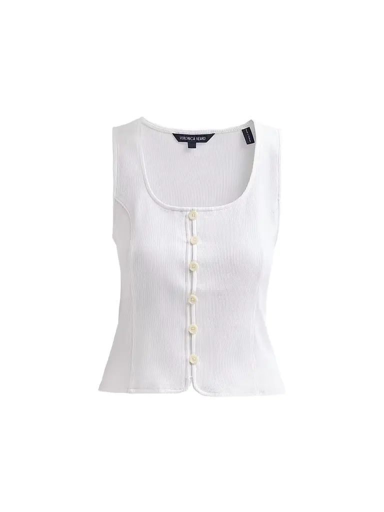 Veronica Beard Women's Quenby Stretch-Cotton Sleeveless Top - White