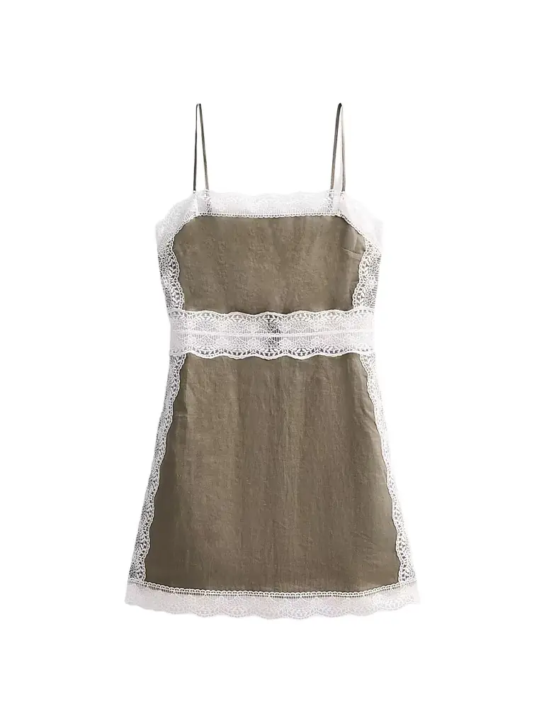 Staud Women's Amalina Lace-Trim Linen Minidress - Thyme