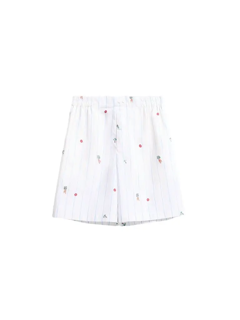 Jacquemus Men's Vegetable-Print Cotton Shorts - Blue Beige