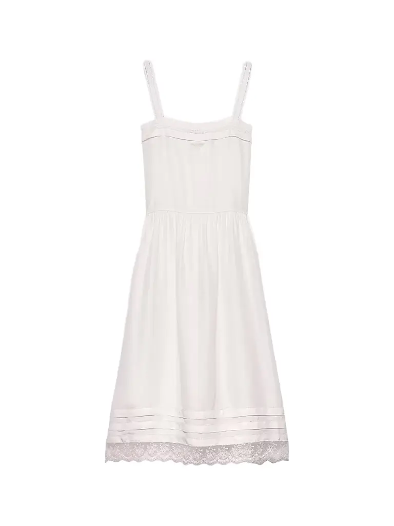 Prada Women's Embroidered Old Washed Silk Dress - Beige