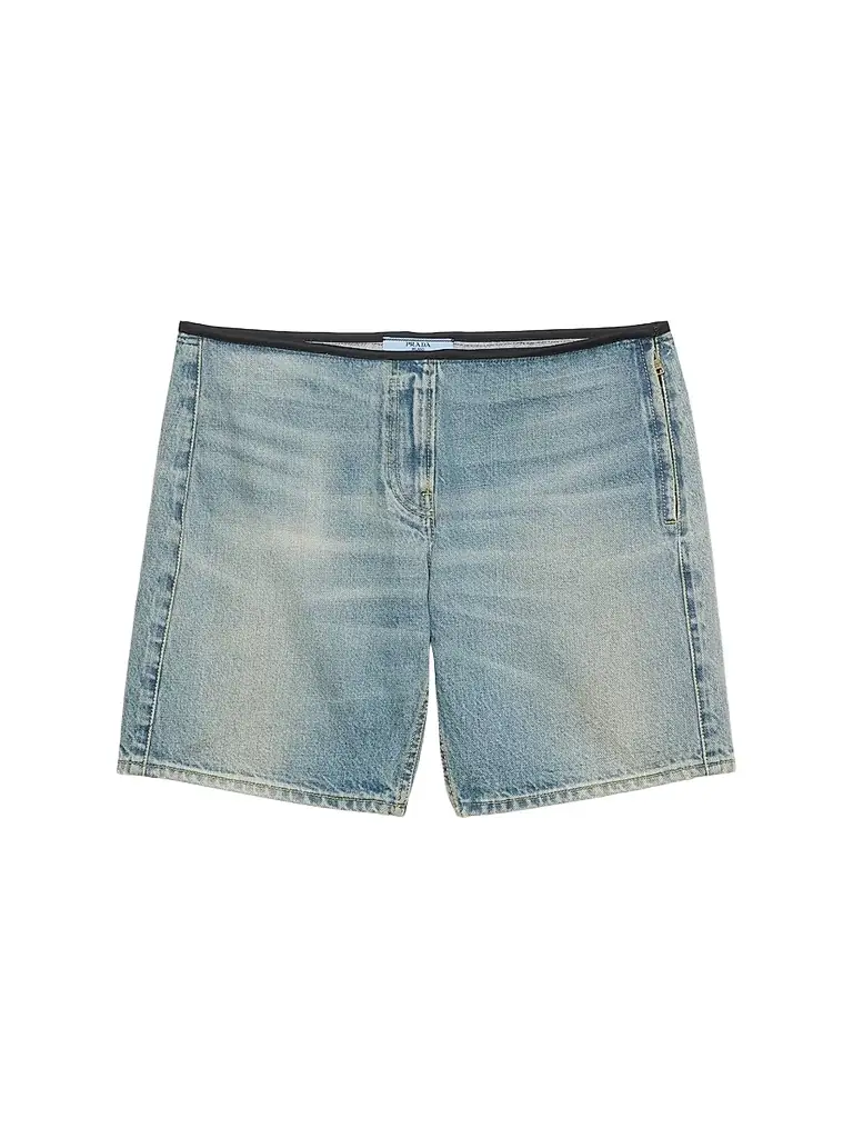 Prada Women's Washed Denim Bermudas - Blue