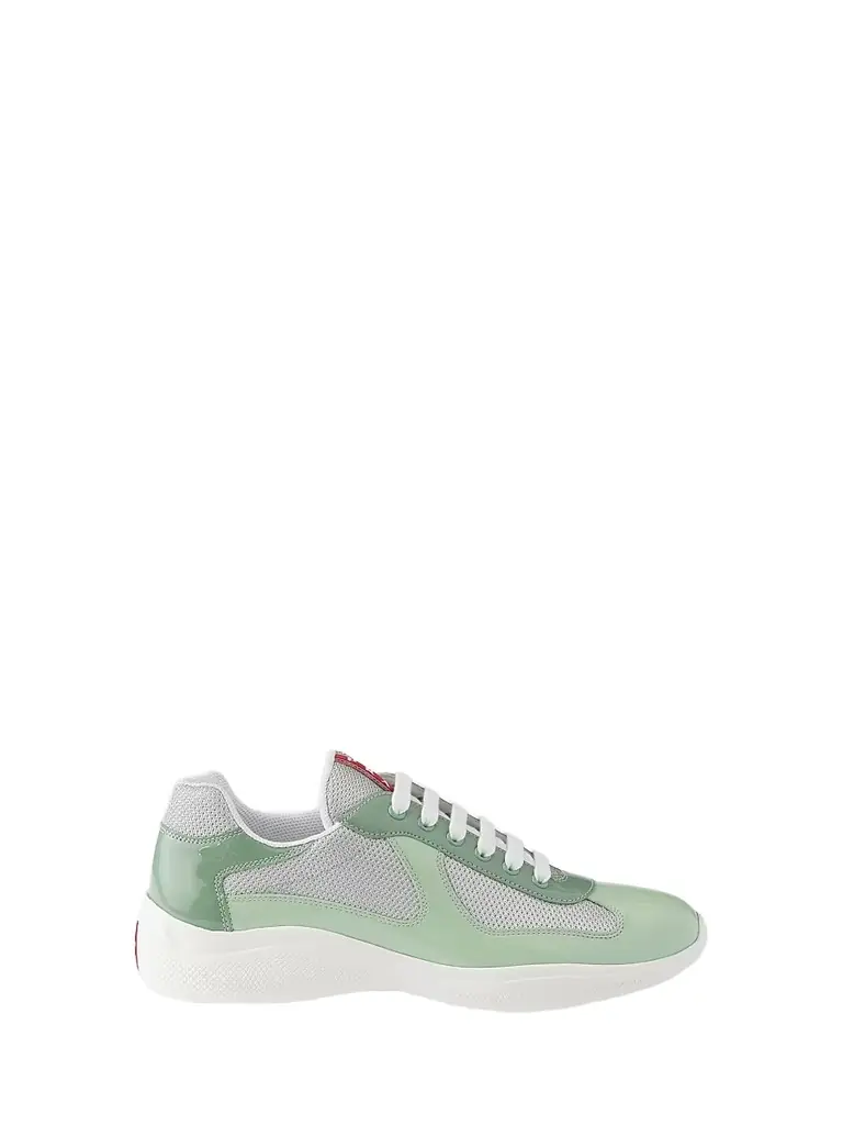 Prada Men's Patent Leather and Technical Fabric America's Cup Sneakers - Green