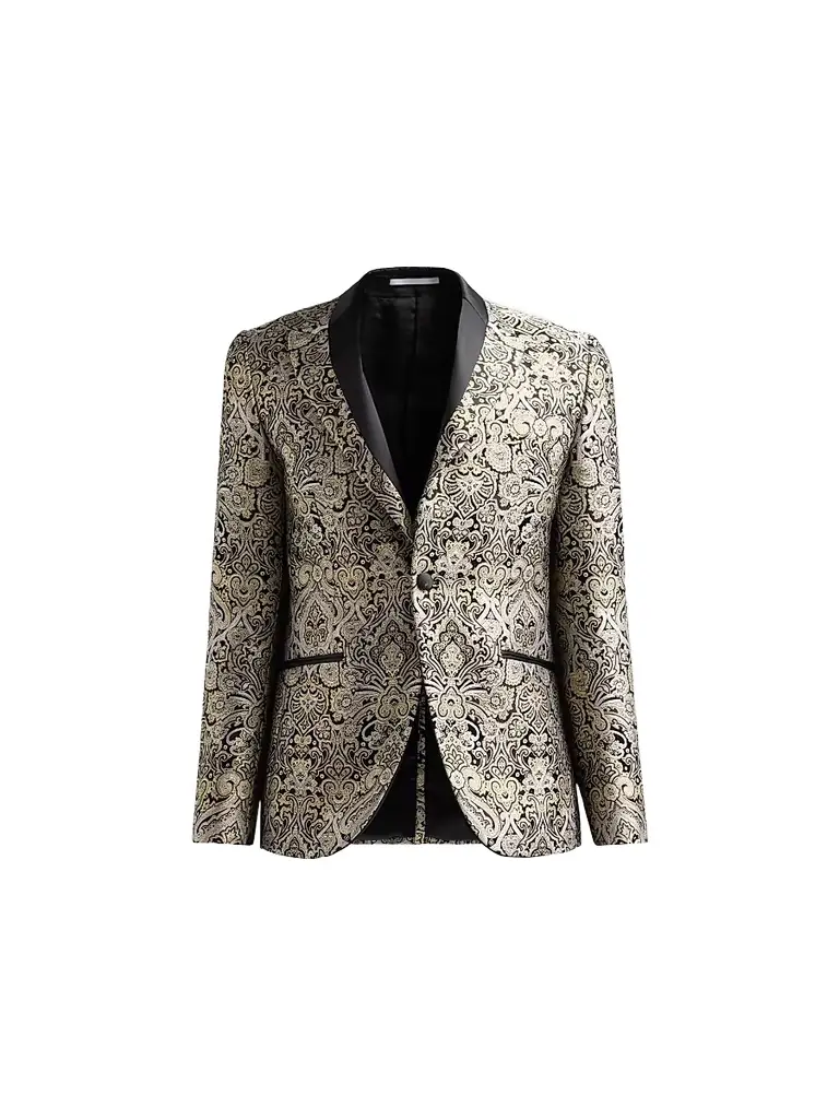 Pal Zileri Men's Baroque-Inspired Jacquard Dinner Jacket - Nero