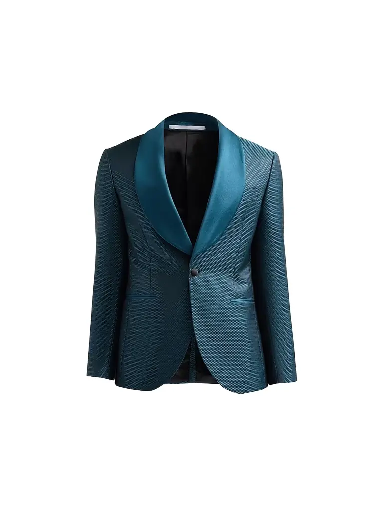 Pal Zileri Men's Geometric Jacquard Wool-Blend Dinner Jacket - Teal Blue
