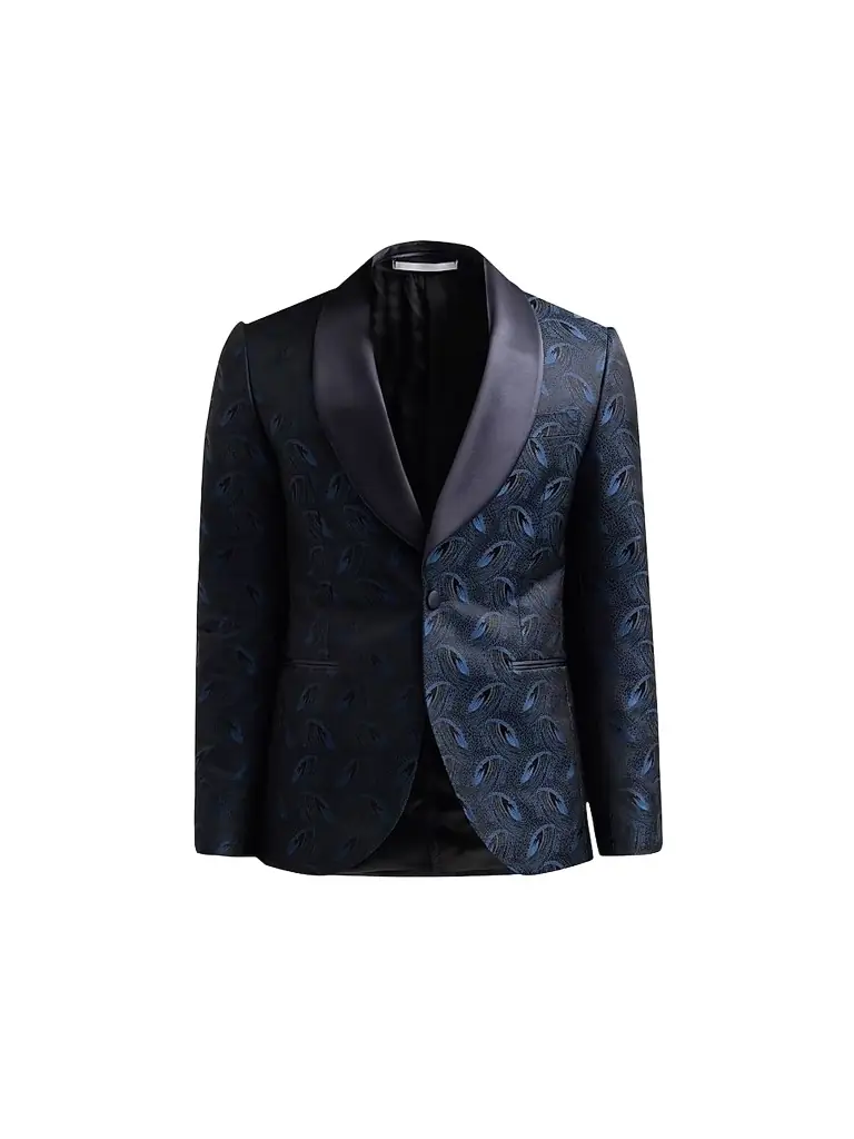Pal Zileri Men's Peacock-Effect Silk-Blend Dinner Jacket - Blue Navy