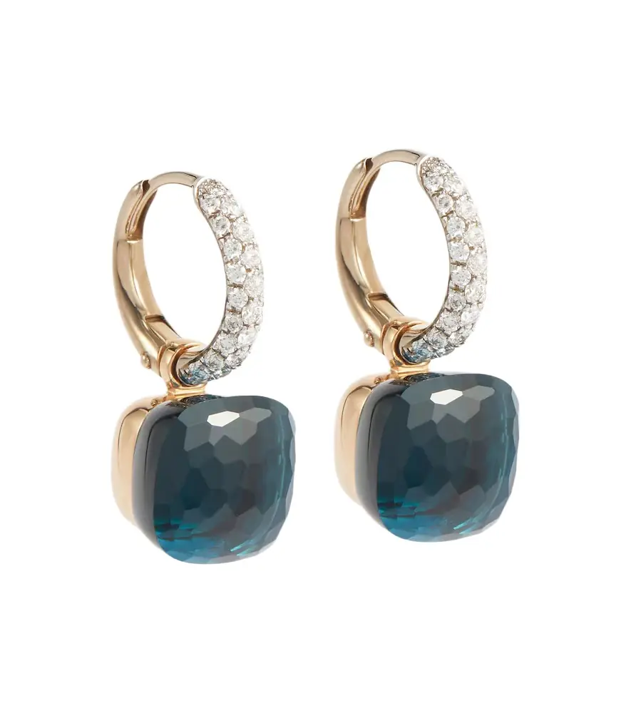 Pomellato Nudo Classic 18kt gold earrings with topaz and diamonds