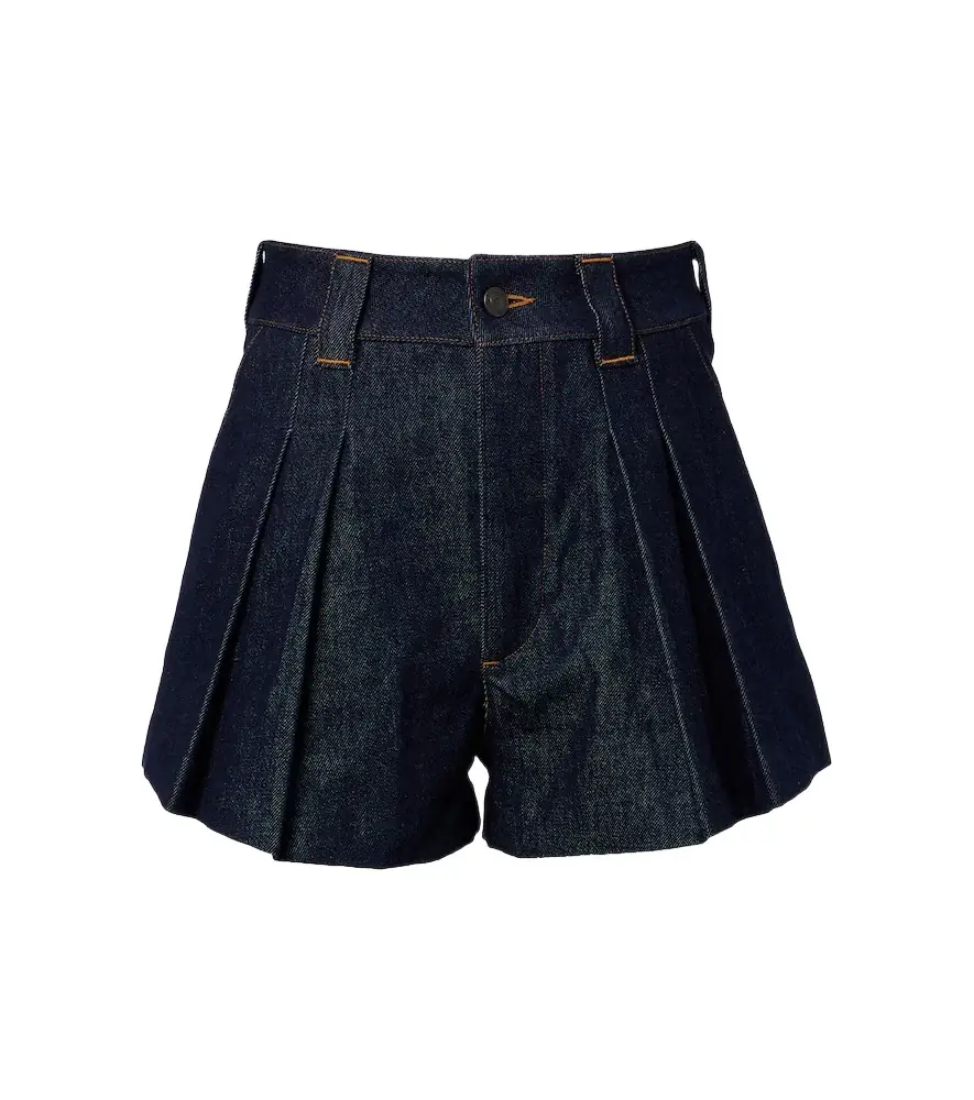 Frame Structural pleated denim shorts
