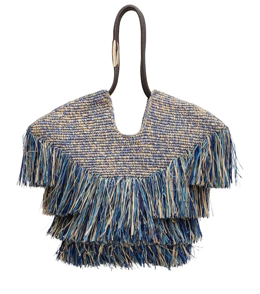 Zimmermann Goldentime Medium fringed raffia tote bag
