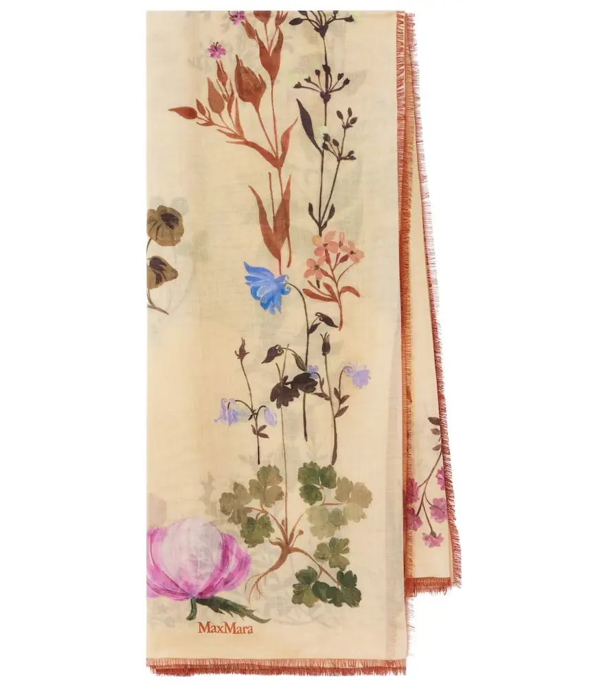 Max Mara Printed wool and silk scarf
