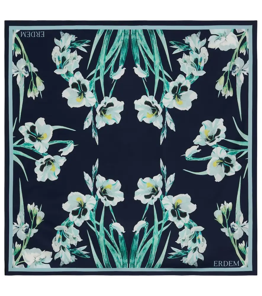 Erdem Floral silk twill scarf