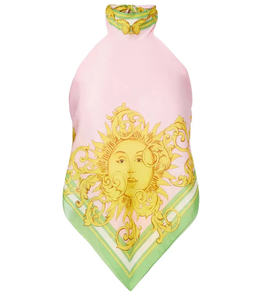 Versace Printed cotton and silk voile top