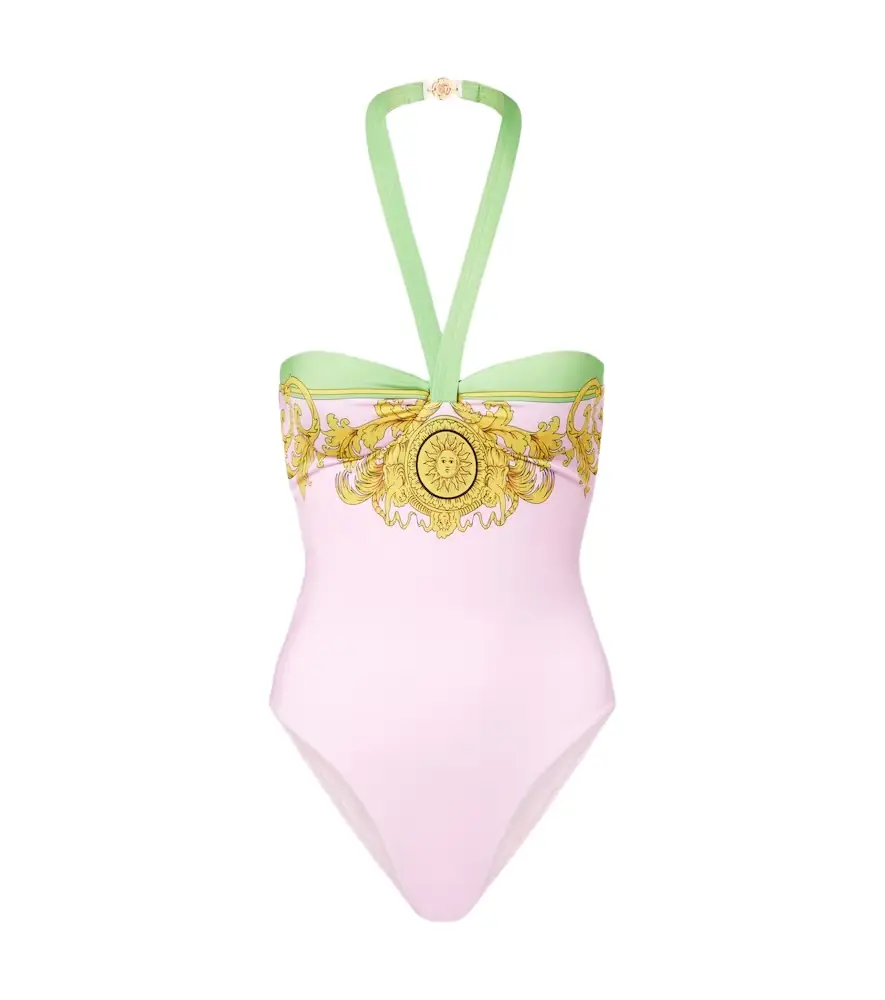 Versace Printed halterneck swimsuit