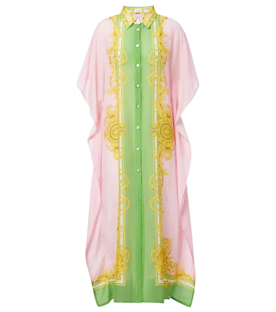 Versace Printed cotton and silk voile kaftan