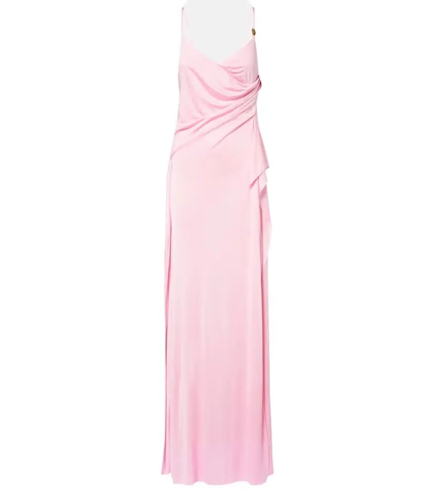 Versace Medusa gathered jersey gown