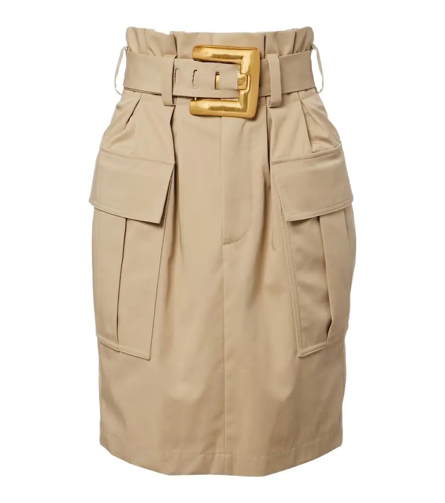 Balmain Belted cotton gabardine miniskirt
