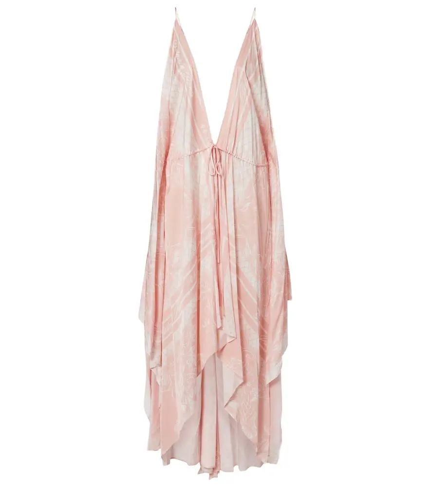 Balmain Printed asymmetric maxi dress