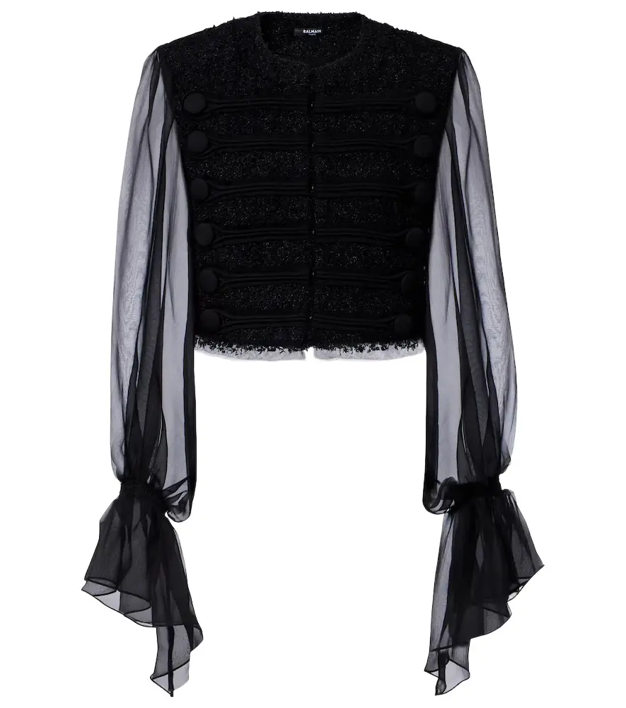 Balmain Silk-trimmed bouclé jacket