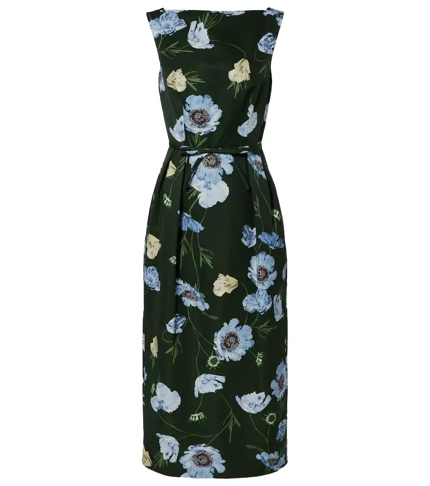 Erdem Floral cotton-blend faille midi dress