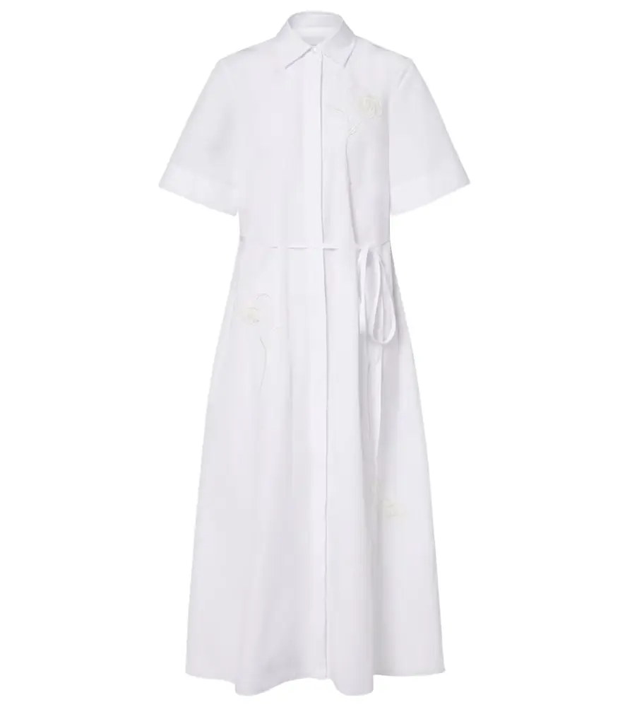 Erdem Embroidered cotton poplin shirt dress