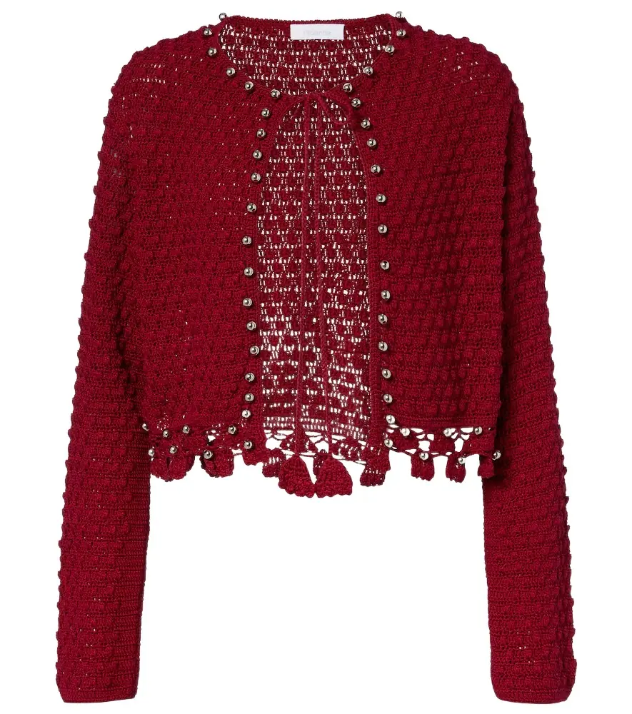 Rabanne Studded crochet cotton cardigan