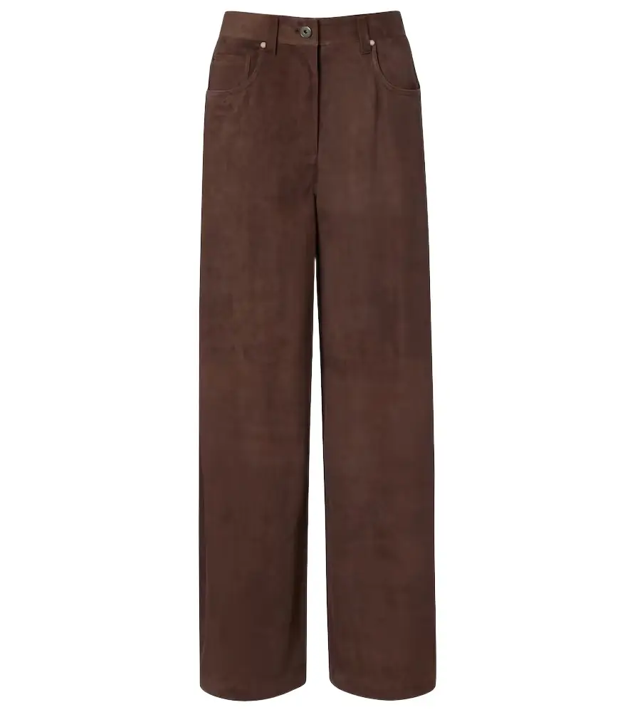 Brunello Cucinelli Suede wide-leg pants
