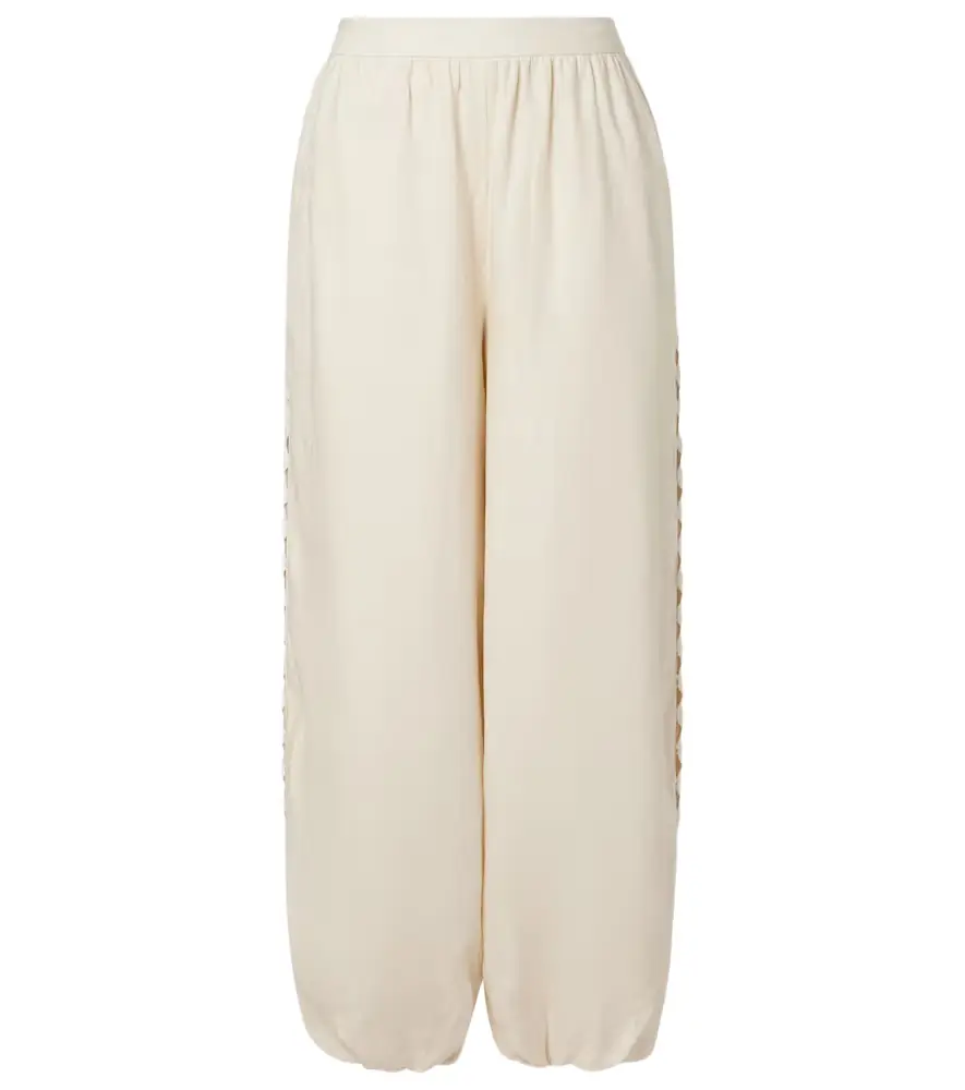 Simkhai Lace-trimmed linen-blend wide-leg pants