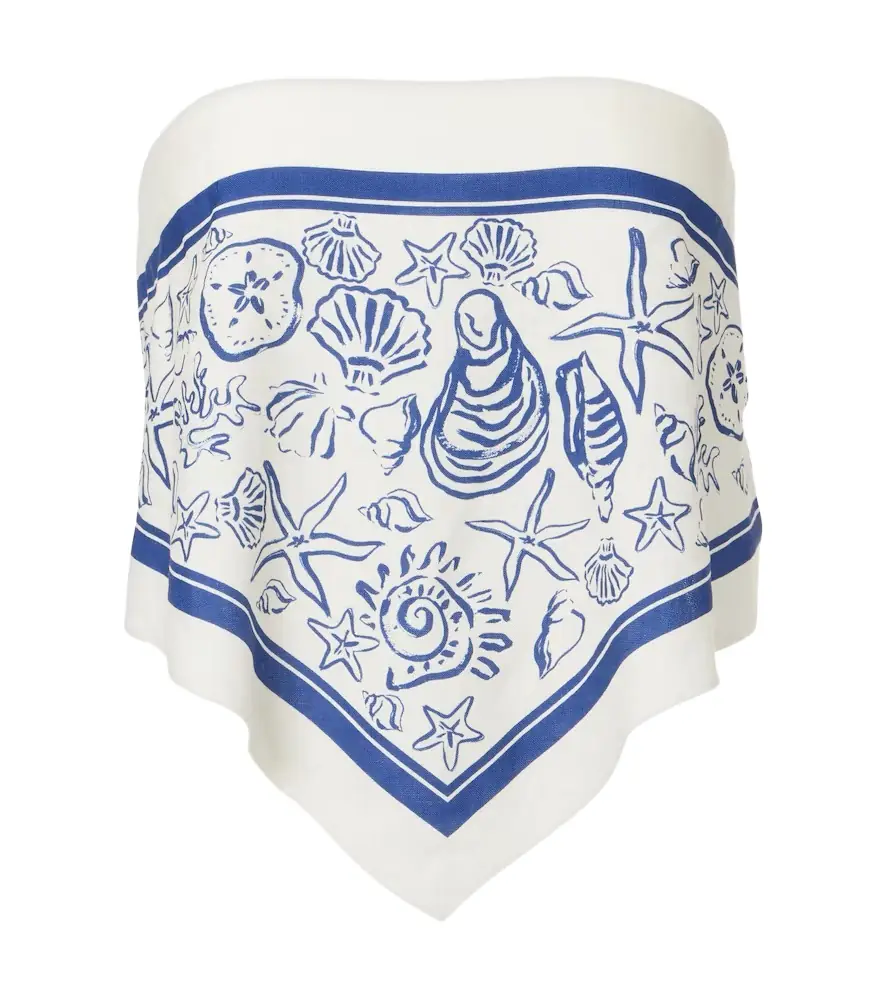 Simkhai Printed linen-blend bandeau top