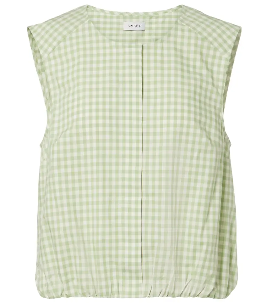 Simkhai Gingham cotton-blend top